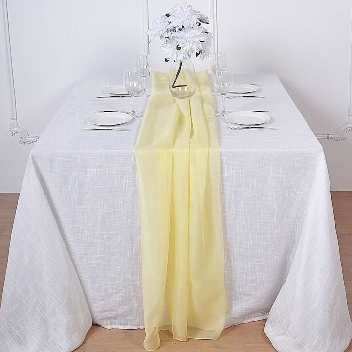 Asztalterítő, 72x21.6 in, sárga, sifon, 1 db-os szett