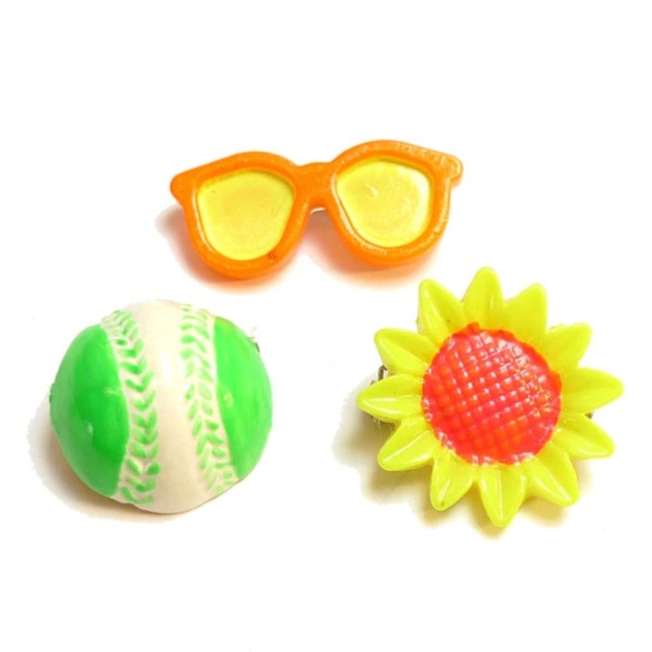 Set 3 brose, rasina lacuita, metal argintat, multicolor