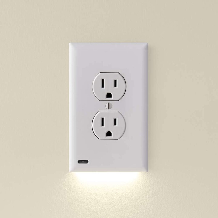 Placa de perete cu lumina LED, set 2 bucati, alb, 8x12cm