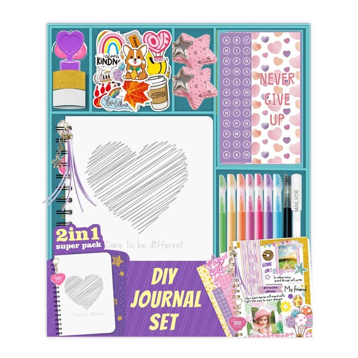 Set creativ jurnal copii 200 piese multicolor 30.5x26.7x4.1cm