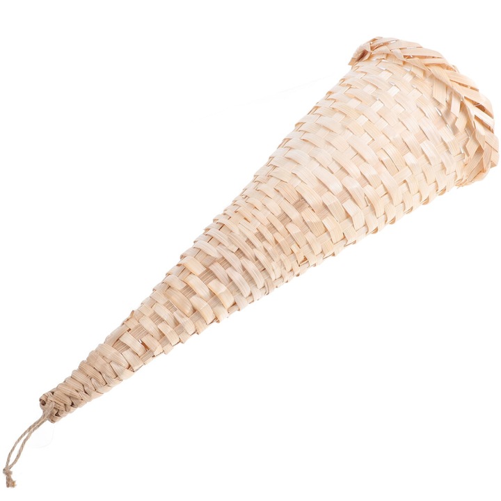 Cos decorativ impletit manual, bambus, khaki, 40x15x15cm