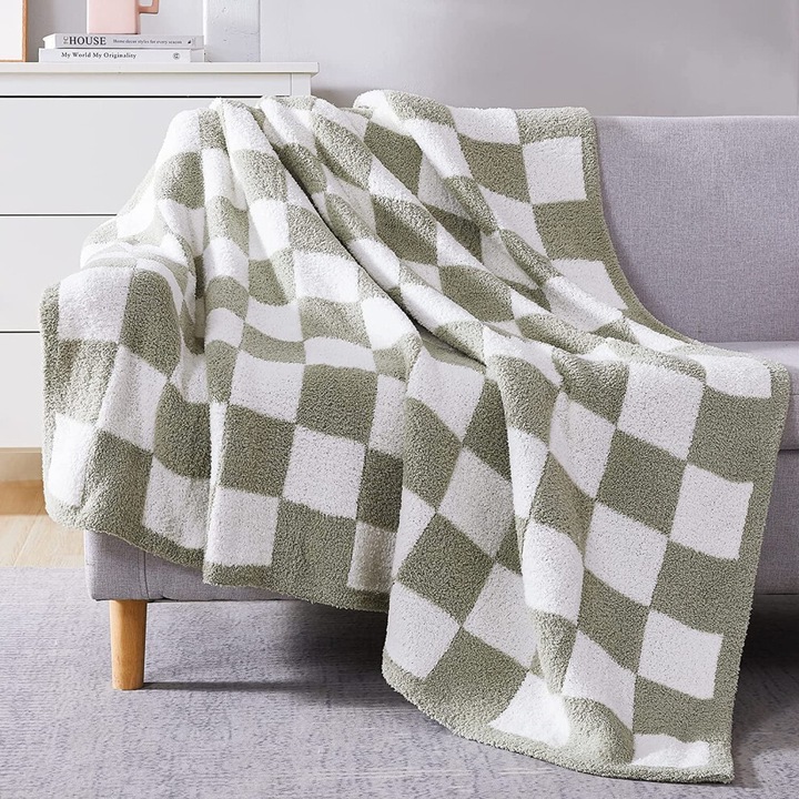 Patura roz carouri microfibra 152x203cm moale usoara durabila