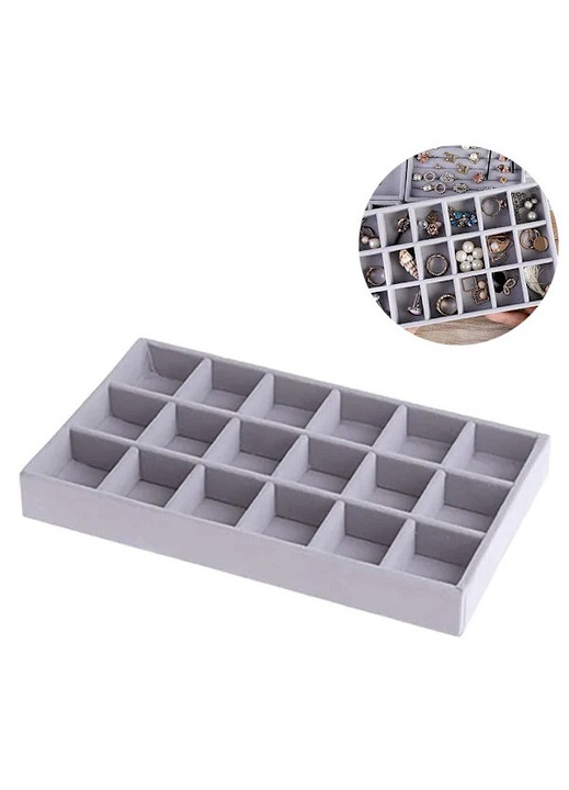 Tava bijuterii catifea 35x24x3cm 12/18/24 compartimente set