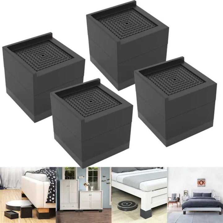 Set de 4 inaltatoare de pat, blocuri de ridicare a mobilei, piloti robusti de 7, 6 cm pentru pat, canapea, birou, inaltatoare pentru picioare de mobila