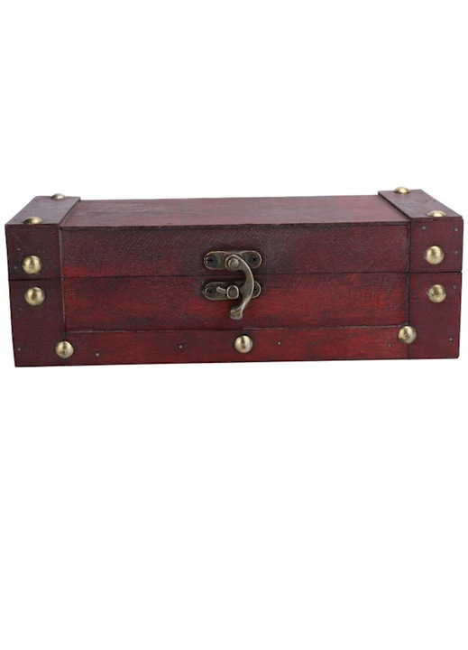Кутия за бижута винтидж, синтетично червено дърво, 21.5x8x7см, с кодово заключване