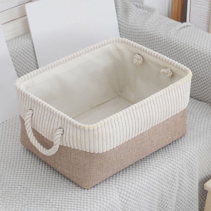 Cos depozitare pliabil, material textil, maro, 41x31x20 cm