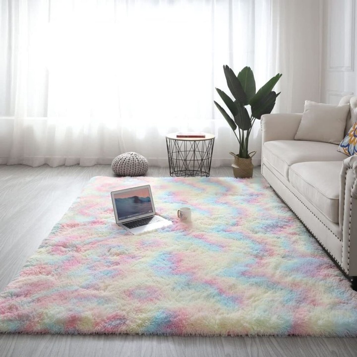 Covor dreptunghiular batik multicolor 120x160cm catifea PV burete