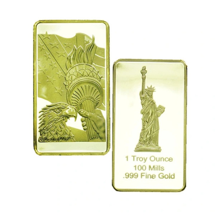 Moneda comemorativa fier placat cu aur, simbol american, 5x2.8x0.3cm, 35g