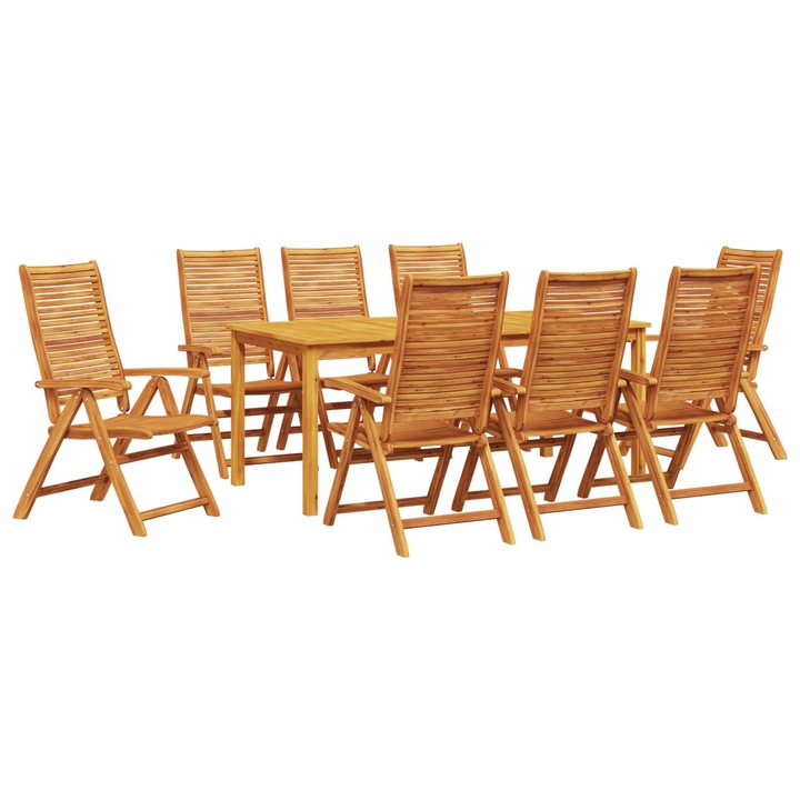 Set de masa pentru gradina 9 pcs vidaXL, Maro Lemn Solid de Acacia