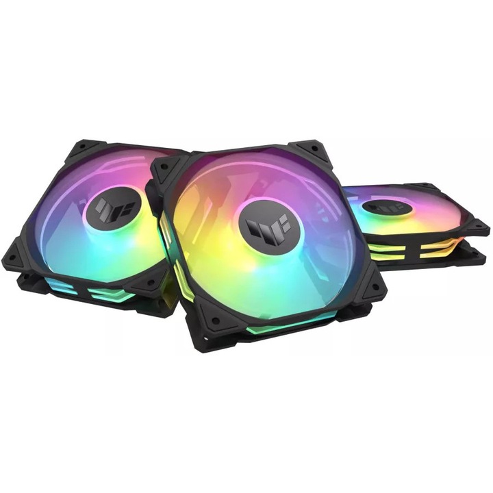 Set 3 Ventilatoare Asus TUF Gaming TR120 aRGB Reverse 120mm Negru
