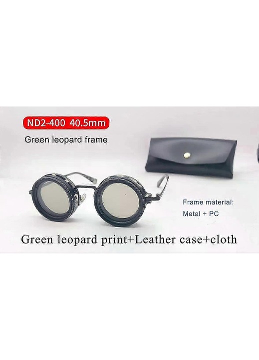 Ochelari de soare, Retro Punk, ajustabili, polarizati, verde leopard, unisex