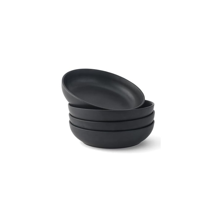 Set 4 boluri servire din ceramica neagra mata 20x5cm
