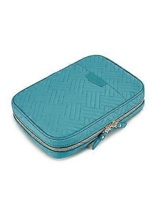 Cutie bijuterii organizator, capacitate mare, poliester, verde, 24.3x5.2x17cm