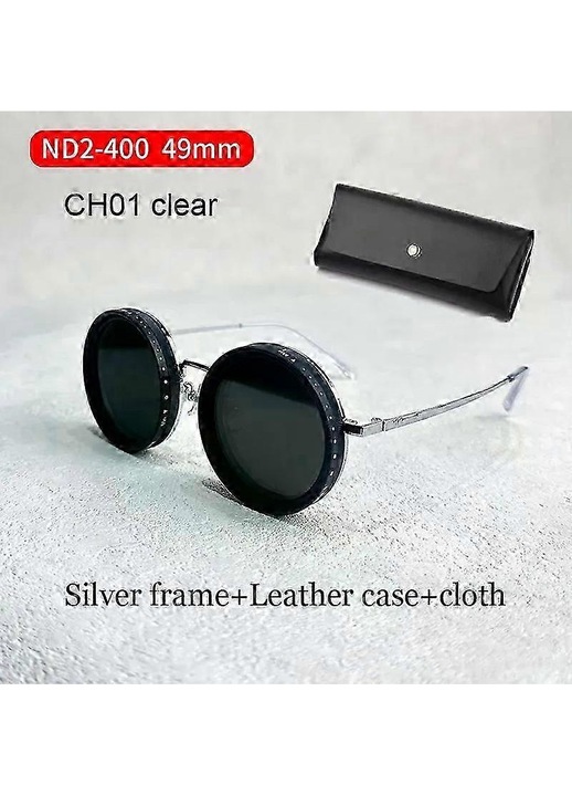 Ochelari de soare, Retro Punk, rotunzi, polarizati, UV400, transparenti, 49mm