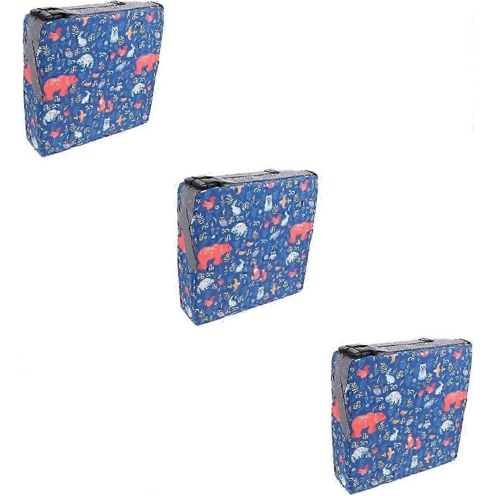 Set 3 perne scaun copii, 32x32x8cm, albastru, lavabil, cu bretele ajustabile