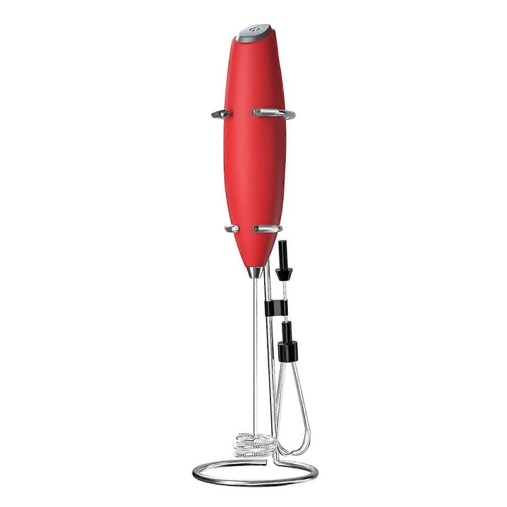 Spumator lapte portabil cu suport, rosu, 23.5x3.7x3.3cm