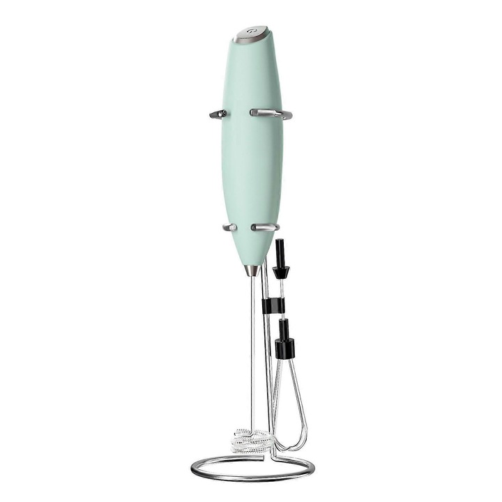 Spumator lapte manual, albastru, 23.5x3.7x3.3cm, cu suport, alimentare baterii
