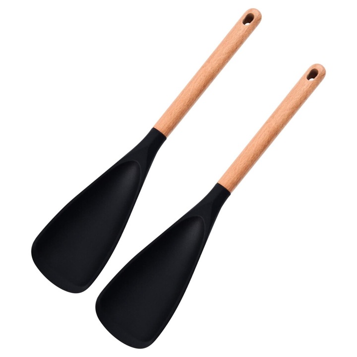 Set 2 linguri lemn, 34cm, rezistent la masina de spalat, pentru vase antiaderente