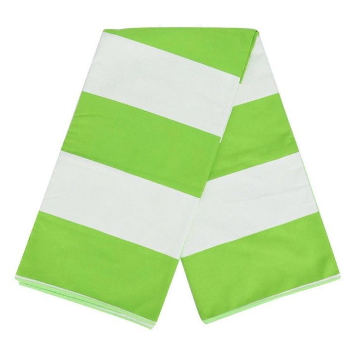 Prosop de plaja microfibra 90x180cm verde dungi oversized uscare rapida
