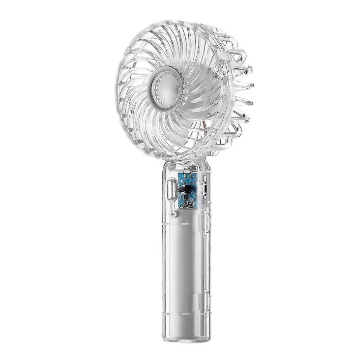 Ventilator portabil transparent USB, reglabil, 16.2x7.2x3.5cm