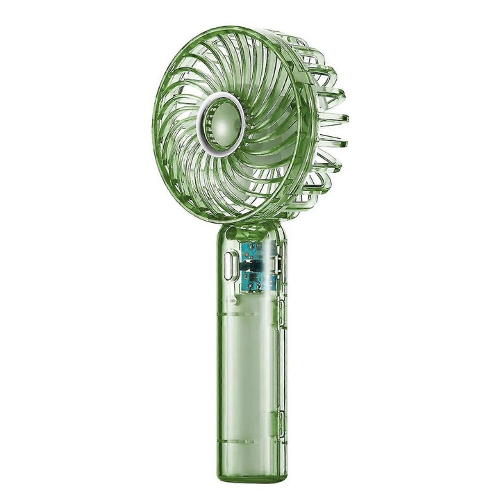 Ventilator portabil USB transparent verde 16.2x7.2x3.5cm