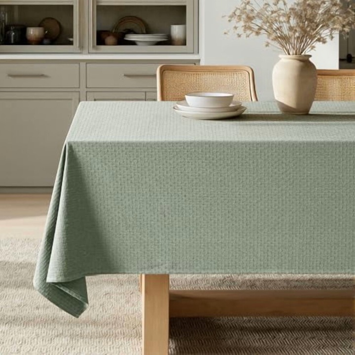Fata de masa bumbac-in, verde salvie, 60x144 in