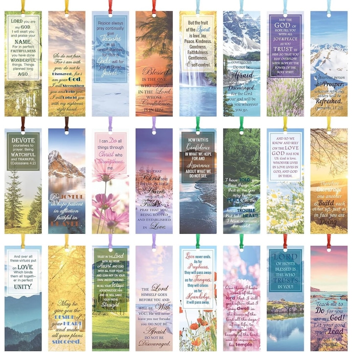Semne de carte crestine set 120 piese, modele variate, multicolor, 12x3cm