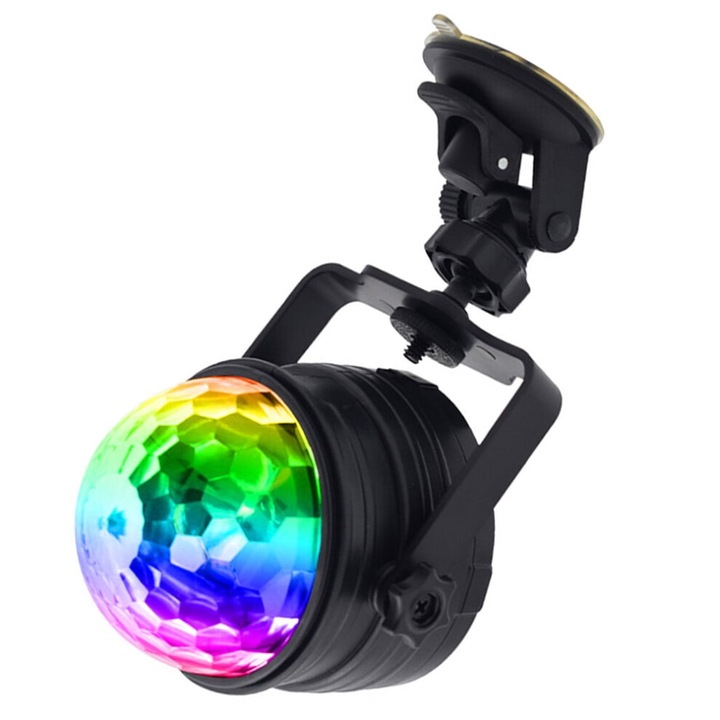 Lumina disco USB 9W, hangra aktiválódó, RGB, fekete, 10x10x10cm