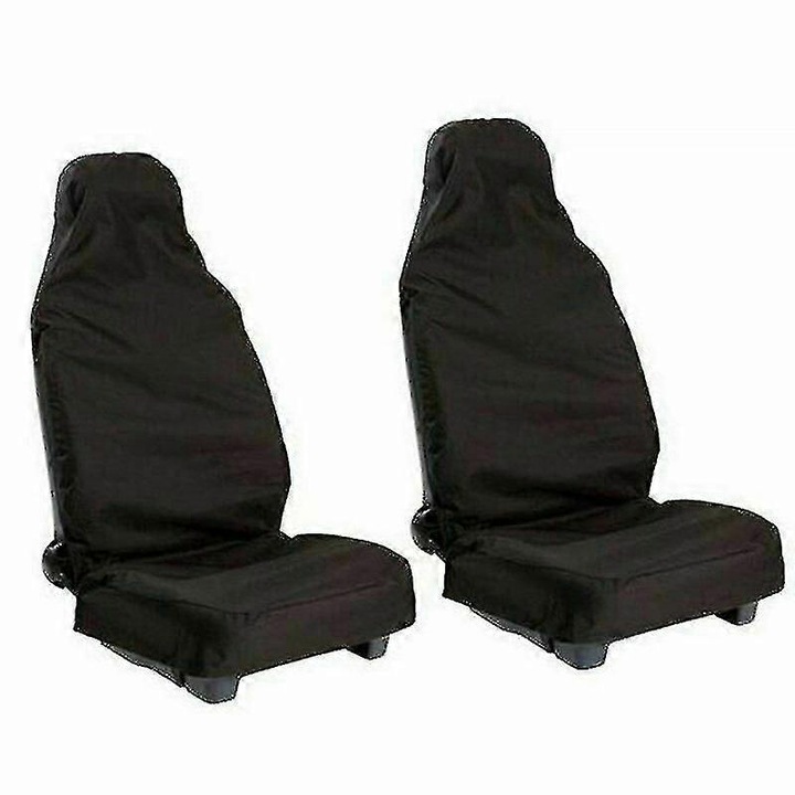 Huse scaun auto fata, 2 buc, nylon impermeabil, negru, 75x55x55cm