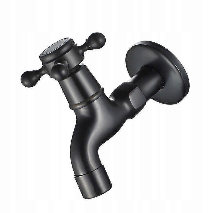 Robinet perete pentru masina de spalat, alama, negru, 125x125mm