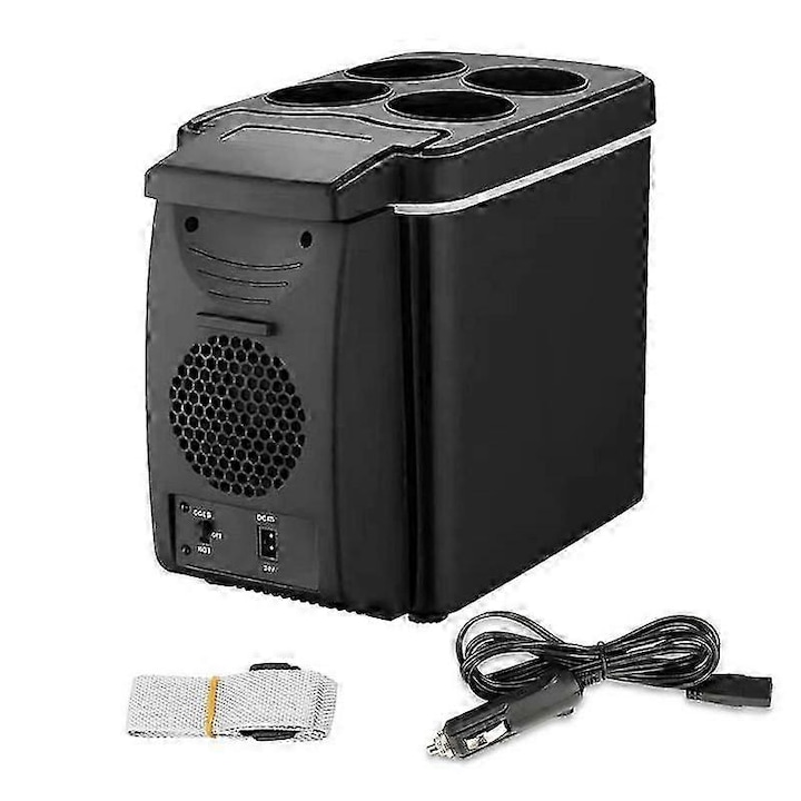 Frigider auto portabil 6L 2 in 1 racire incalzire, 12V, ABS, 25.5x18.5x32.5cm