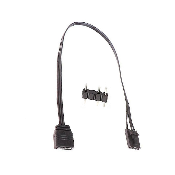 Кабел адаптер ARGB 4 пина към 3 пина 5V 25см черен