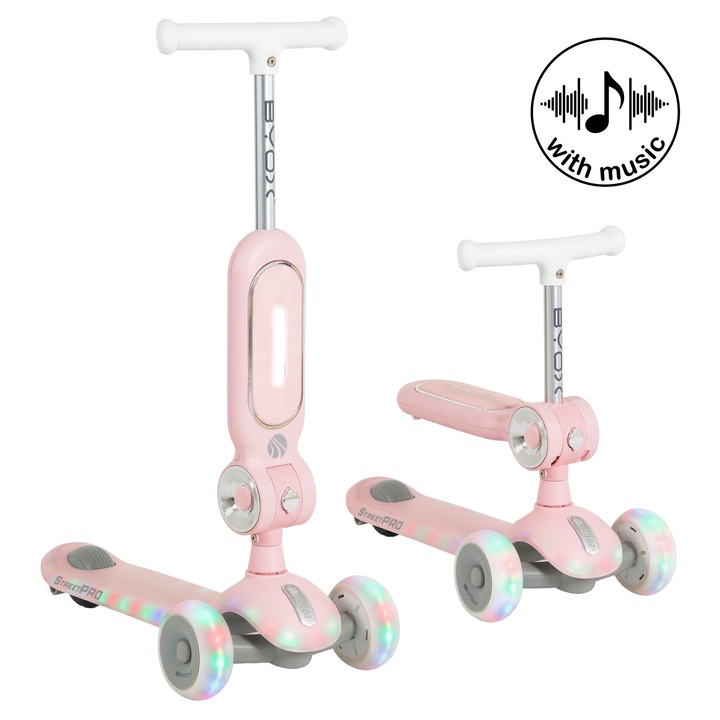 Тротинетка, Byox, StreetPro pink 2in1