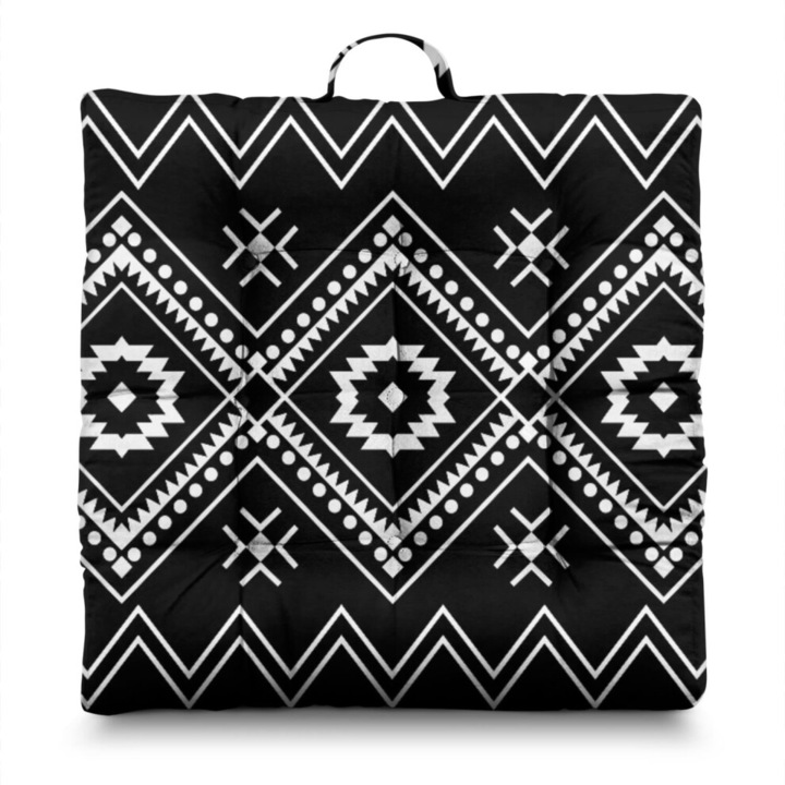 Perna patrata pentru meditatie, catifea, 56x56x12cm, negru