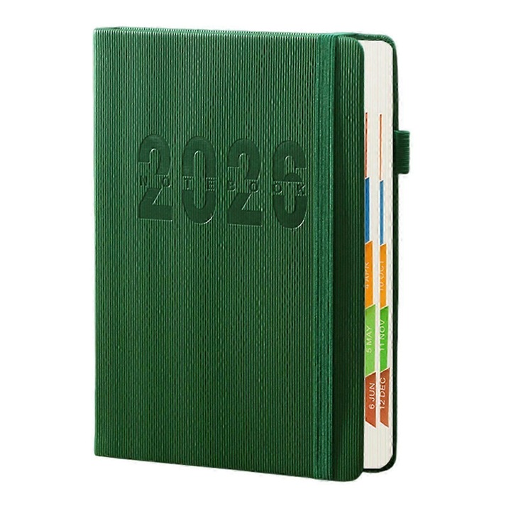 Agenda 2026, coperta piele ecologica, verde, 14.5x21cm, 400 pagini