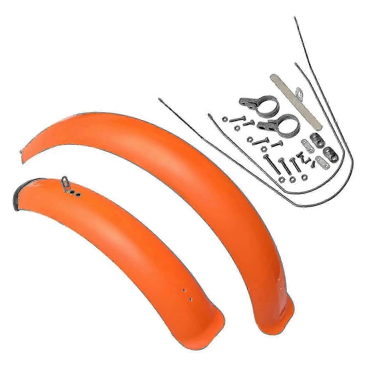 Set aparatori noroi fata-spate pentru bicicleta, negru-portocaliu