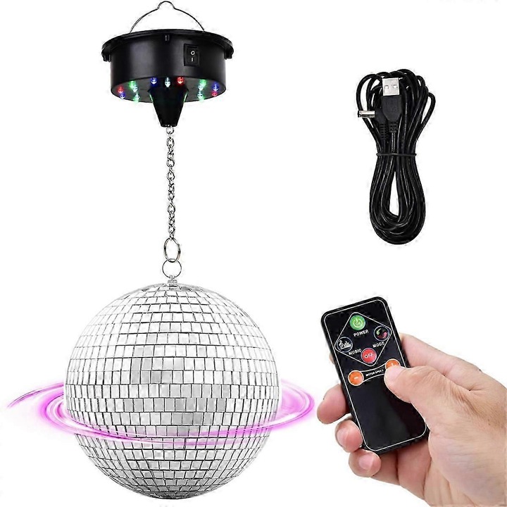 Motor pentru glob disco rotativ 15cm, viteza reglabila, multicolor, cu telecomanda