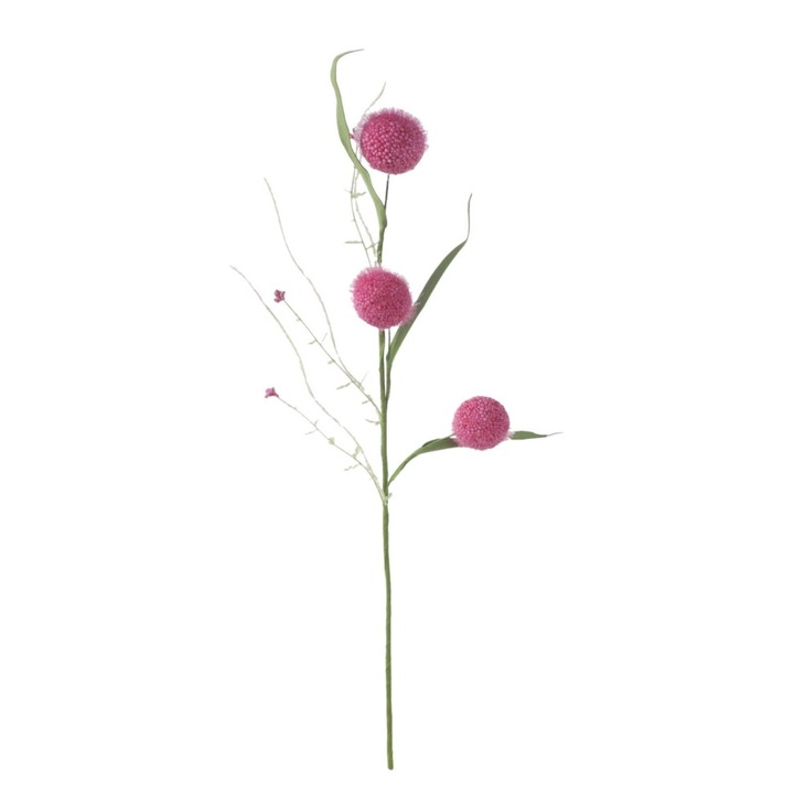 Buchet flori artificiale papadie 3 capete, plastic, alb, 30x15cm