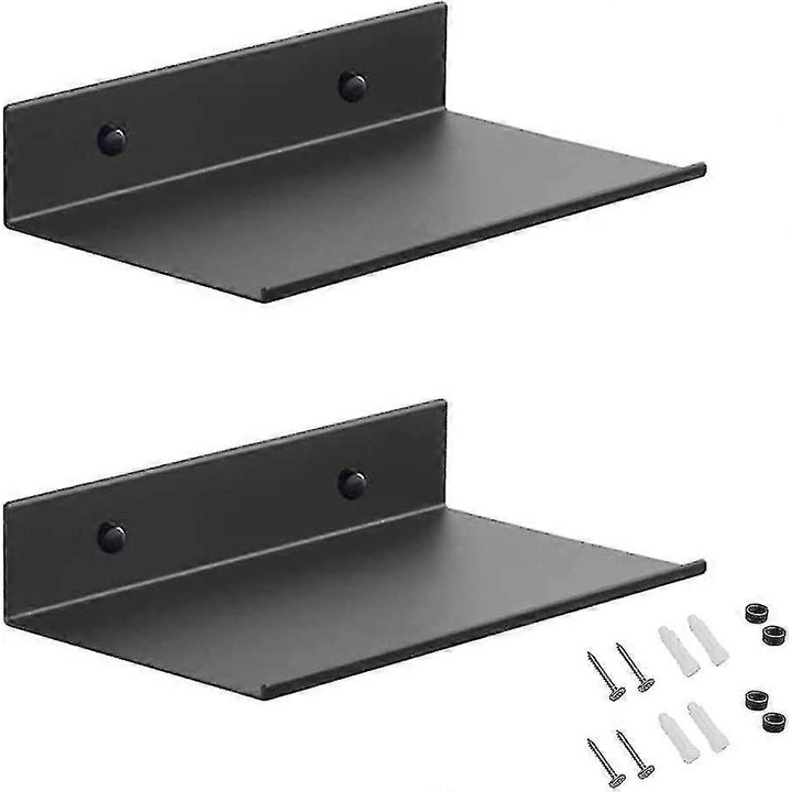 Set 2 rafturi suspendate metalice negre 20x12cm multifunctionale