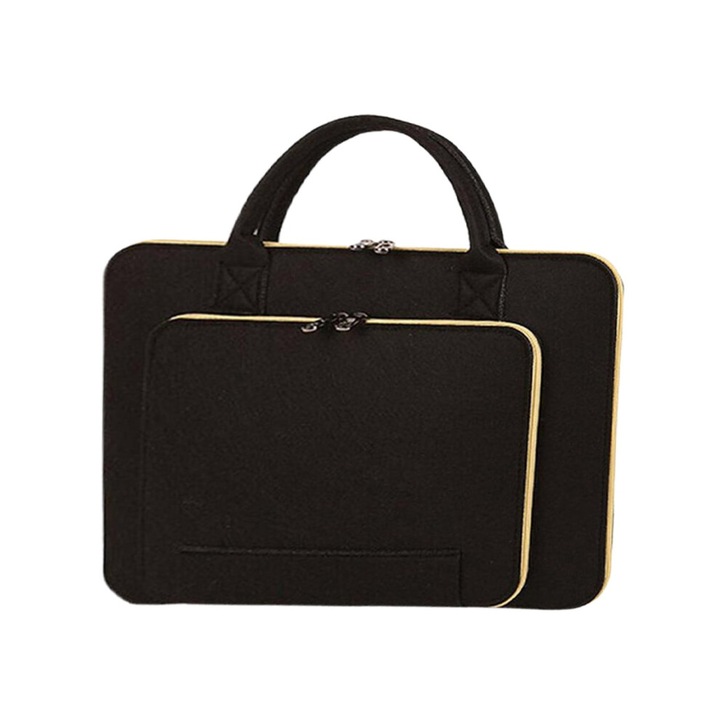 Geanta laptop 17 inch, rezistenta la apa, subtire, usoara, albastru-negru-gri, 42x29cm