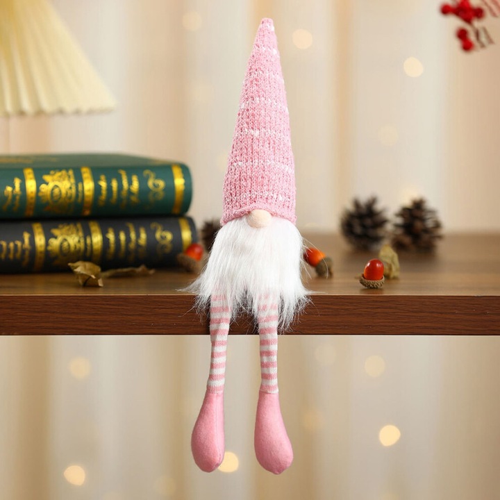 Figurina gnom roz plus 43x10x6cm decor Craciun Anul Nou