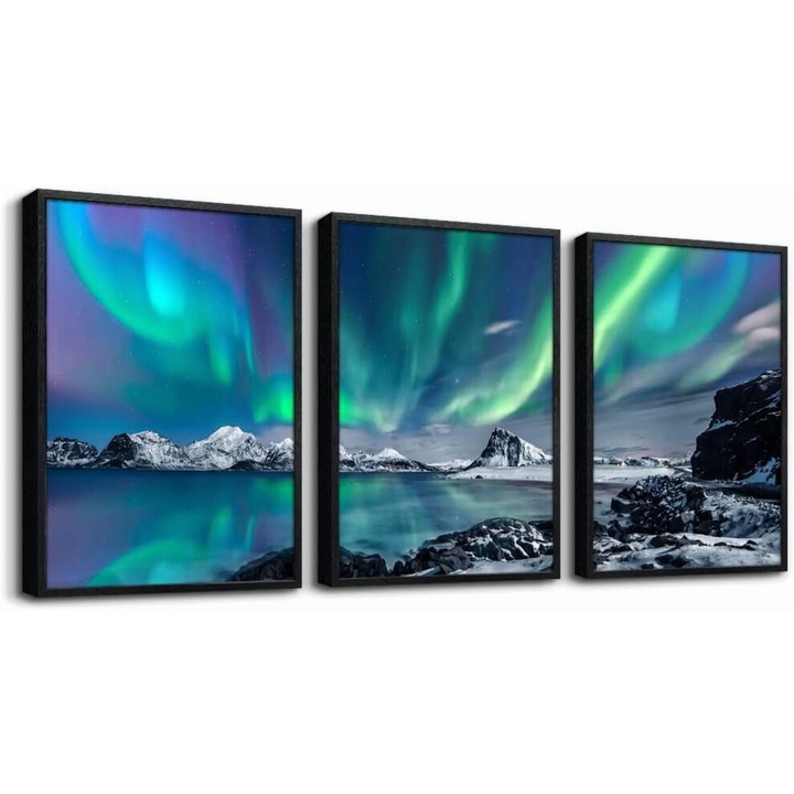 Tablouri abstracte set 3 piese, rame negre, 30x40cm, decor modern living dormitor