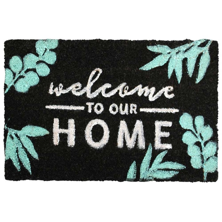 Lábtörlő Home Elements Welcome to our HOME, kókusz, fekete, 40x60cm