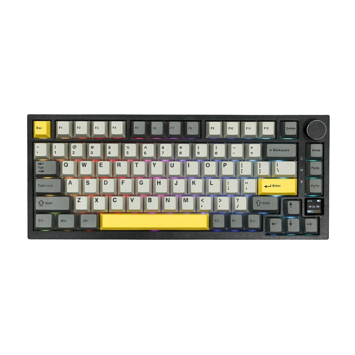 Игрална механична клавиатура Ajazz AK820 PRO, Черна, 75% размер, Bluetooth 5.0, RGB подсветка