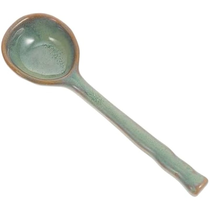 Lingura ceramica pentru supa, stil japonez, ergonomic, alb, 17x5x2.5cm