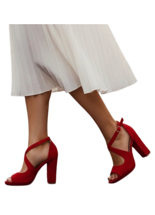 Sandale elegante cu toc 2350rosu 126953, Rosu