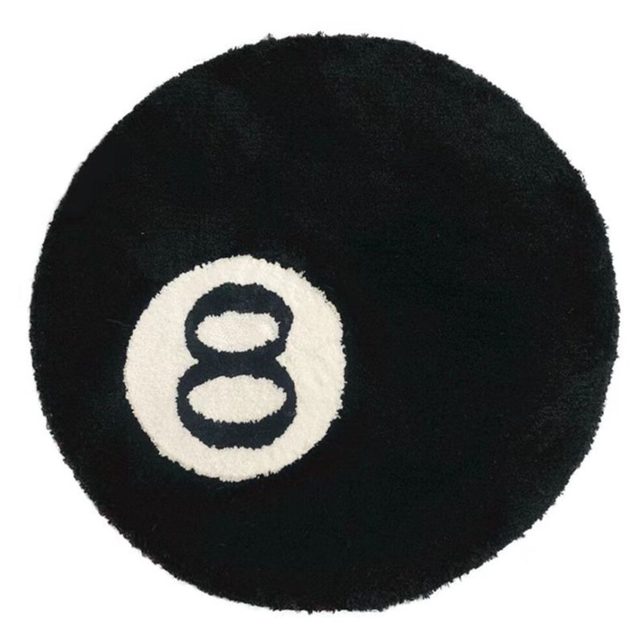 Covor Magic Eight Ball, plusat, model biliard, antiderapant, multicolor, 80x120cm