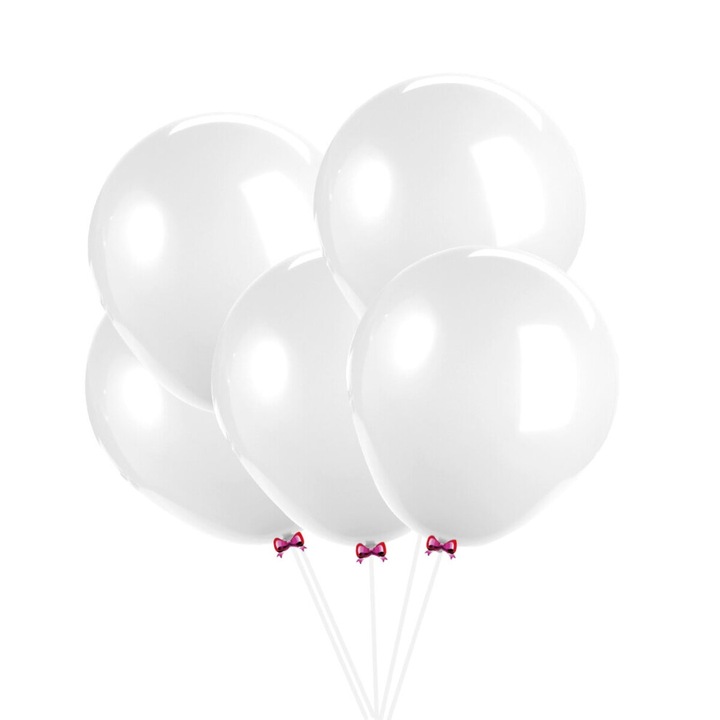 5 db Fehér Kerek Latex Lufi Szett 90x55cm Party Esküvő