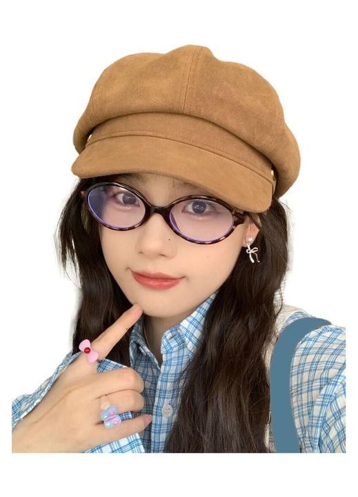 Bereta din piele intoarsa, sapca retro, bej, marime universala