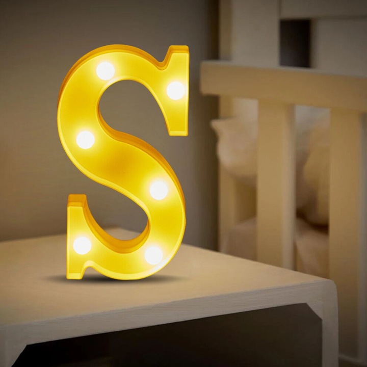 Litere LED luminoase multicolor, baterii, decor 30x20cm